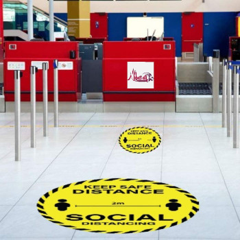 Abbasali Uv Resistant Anti Glare Adhesive Covid 19 Protocol Stickers Touch Keep Safe Distance Social Distancing Pack Of 5