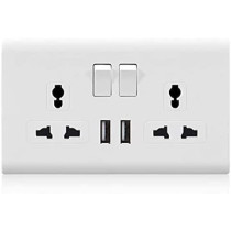 Abbasali Wall Socket Double Switch Multi Socket And 2 Usb Universal Wall Socket Tamper Resistant Duplex Receptacle