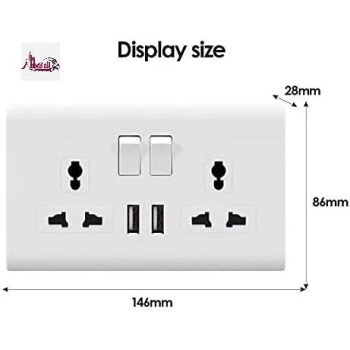Abbasali Wall Socket Double Switch Multi Socket And 2 Usb Universal Wall Socket Tamper Resistant Duplex Receptacle