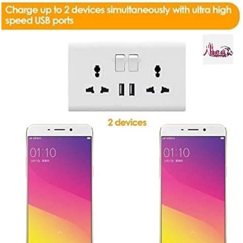 Abbasali Wall Socket Double Switch Multi Socket And 2 Usb Universal Wall Socket Tamper Resistant Duplex Receptacle