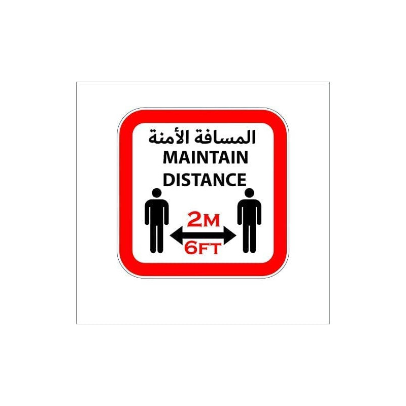 Abbasali 8 Pack English And Arabic Social Distancing Floor Sticker Maintain Distance 6Ft In Floor Decal 30X30 Floor