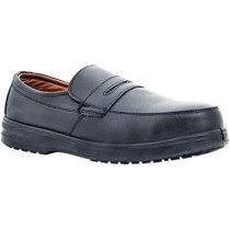 Abbasali Men Black Leather Safety Shoesmesh Breathable Lightweight Comfortable Steel Toe Industrial Resistant Shoes 42 Laceless