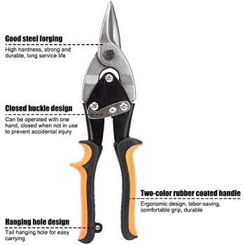 Abbasali Metal Cutting Scissors Multi Purpose Tin Snips Household Industrial For 1.2Mm 0.05In Cold Rolled Sheet & 0.7Mm 0.03In