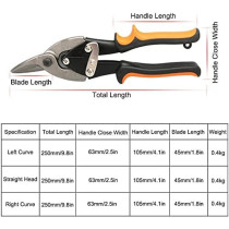 Abbasali Metal Cutting Scissors Multi Purpose Tin Snips Household Industrial For 1.2Mm 0.05In Cold Rolled Sheet & 0.7Mm 0.03In