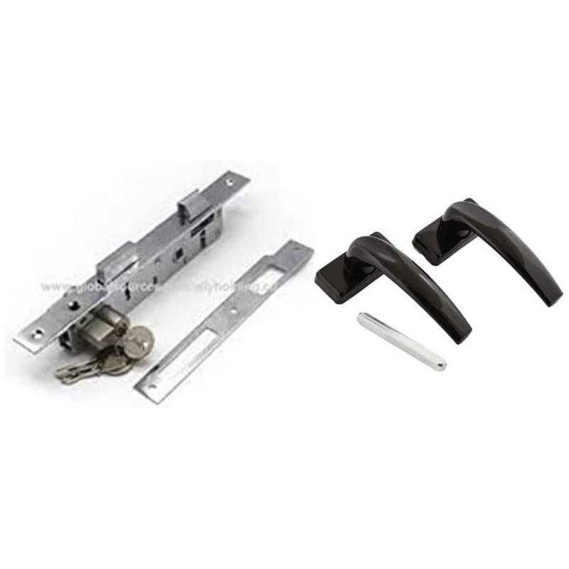 Abbasali Aluminium Door Handle Black With 20Mm Lock Body