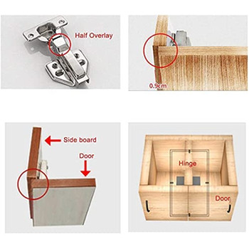 Abbasali 2Pcs Stainless Steel Soft Close Cabinet Door Hinges Half Overlay Hydraulic Buffer Hinge
