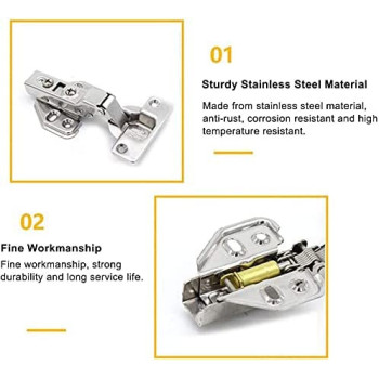 Abbasali 2Pcs Stainless Steel Soft Close Cabinet Door Hinges Half Overlay Hydraulic Buffer Hinge
