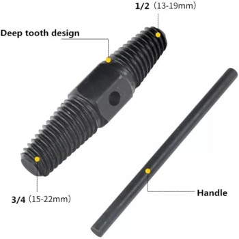 Abbasali Double Head Tap Faucet Valve Screw Extractor Damaged Broken Wire Water Pipe Bolt Remover 1 2 & 3 4