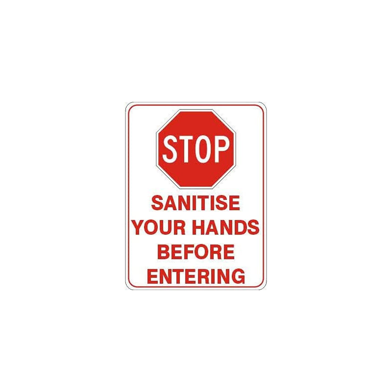 Abbasali Safety Sticker Of Stop Sanitise Your Before Entering Pack Of 3Pcs