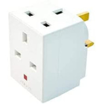 Abbasali 3 Way Multi Plug Fused Socket Adapter White 4X5X8Centimeter