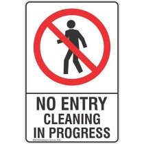 Abbasali No Entry Cleaning In Progress Sticker Of Size A4 Pack Of 3Pcs