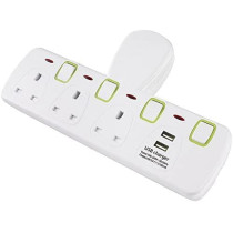 Abbasali Multi Plug Power Extension Cord With 02 Usb Hub Socket Adopter With 3 Outlet Plug Charging Station