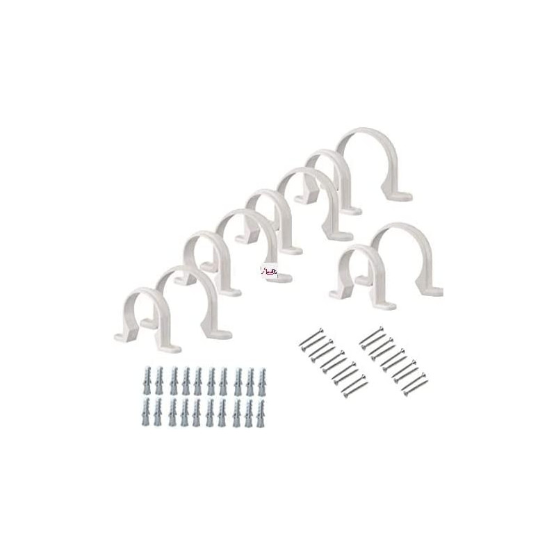 Abbasali Pvc White U Clamps Fastener Hanger Pipe Clamps Clip With Screw And Nylone Plug Gas Pipe 10 Pcs 1 2 Inch