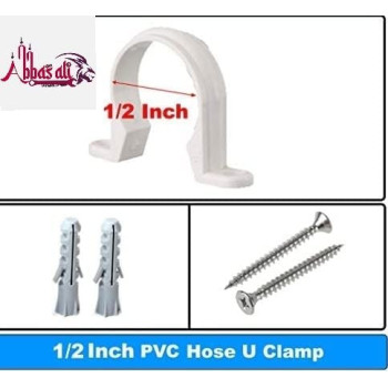 Abbasali Pvc White U Clamps Fastener Hanger Pipe Clamps Clip With Screw And Nylone Plug Gas Pipe 10 Pcs 1 2 Inch