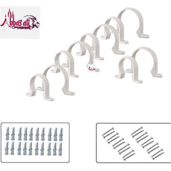 Abbasali Pvc White U Clamps Fastener Hanger Pipe Clamps Clip With Screw And Plug Gas Pipe 10 Pcs 1.1 2 Inch