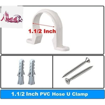 Abbasali Pvc White U Clamps Fastener Hanger Pipe Clamps Clip With Screw And Plug Gas Pipe 10 Pcs 1.1 2 Inch