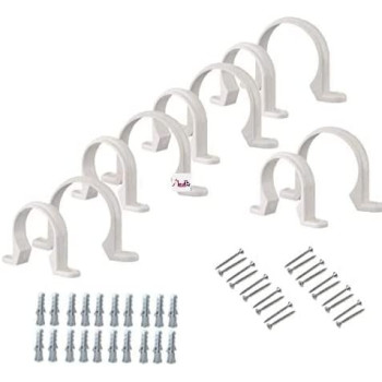 Abbasali Pvc White U Clamps Fastener Hanger Pipe Clamps Clip With Screw And Plug Gas Pipe 10 Pcs 3 Inch