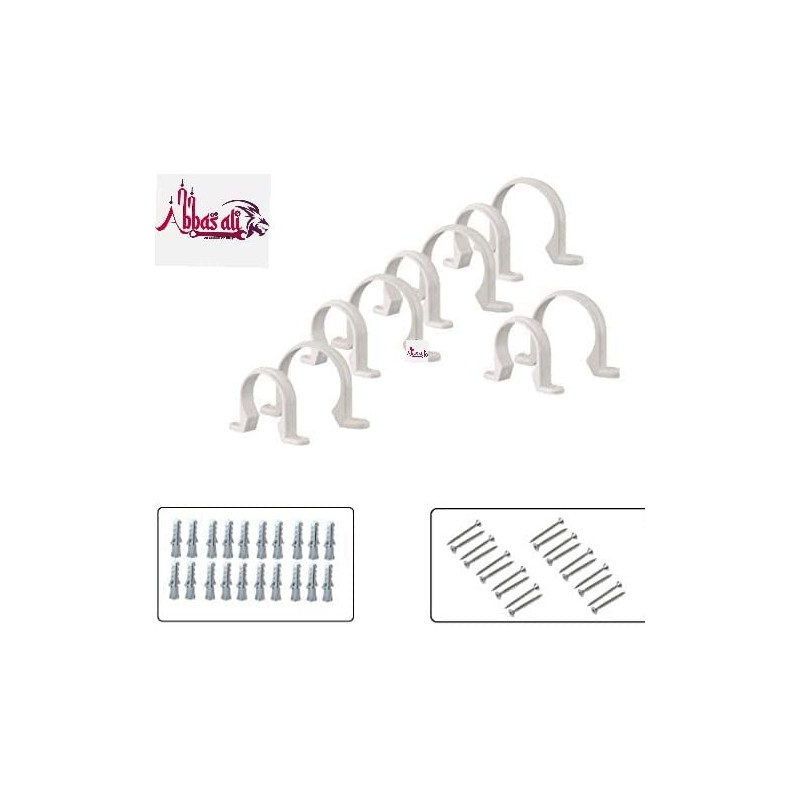Abbasali Pvc White U Clamps Fastener Hanger Pipe Clamps Clip With Screw And Nylone Plug Gas Pipe 10 Pcs 1 Inch