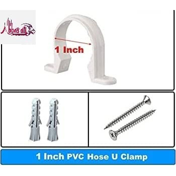 Abbasali Pvc White U Clamps Fastener Hanger Pipe Clamps Clip With Screw And Nylone Plug Gas Pipe 10 Pcs 1 Inch