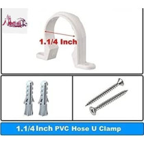 Abbasali Pvc White U Clamps Fastener Hanger Pipe Clamps Clip With Screw And Nylone Plug Gas Pipe 10 Pcs 1.1 4 Inch
