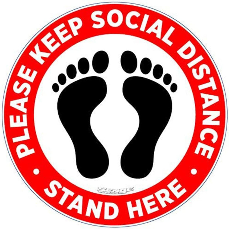 Charmcollection Stand Here Floor Sticker Covid 19 Coronavirus Safety Sign 10 Pack Red Pack Of 10