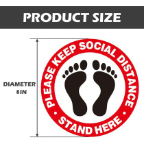 Charmcollection Stand Here Floor Sticker Covid 19 Coronavirus Safety Sign 10 Pack Red Pack Of 10