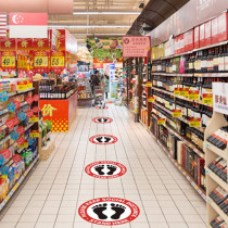 Charmcollection Stand Here Floor Sticker Covid 19 Coronavirus Safety Sign 10 Pack Red Pack Of 10