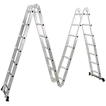Multipurpose Folding Ladder 28 Steps 7.8 Meters 7X4 Step Heavy Duty En131 Up To 330Lbs 150Kg