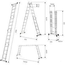 Abbasali Multi Purpose 4X5 X 5.7M Foldable Aluminium Ladder 20 Rungs
