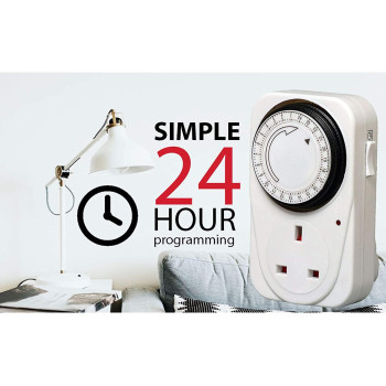 24 Hour Segment Timer Switch Energy Saver Plug Standard Size Hour Plug In Timer Socket Set 240V 3 Pin Plug 1 X Pack