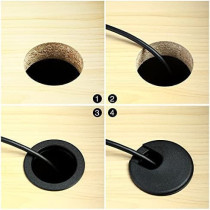 Abbasali 6Pcs Computer Desk Cable Hole Cover Plug Cap 2 Black Desk Grommet Plastic Wire Organizer For Computer Desk Cable