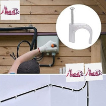 Abbasali Electrical Cable Wire Round Clips Steel Nails Tacks Holder White 16Mm 100Pcs