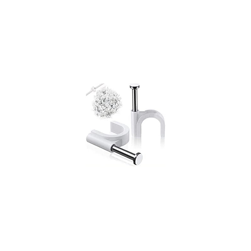 Abbasali Electrical Cable Wire Round Clips Steel Nails Tacks Holder For Organizing Electric Wires Cables Lines White 6Mm 100Pcs