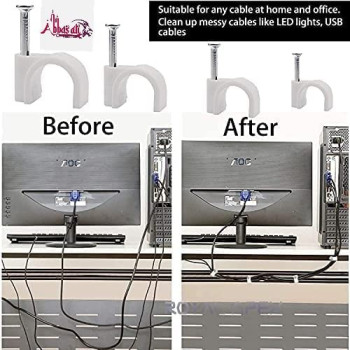 Abbasali Electrical Cable Wire Round Clips Steel Nails Tacks Holder For Organizing Electric Wires Cables Lineswhite 25 40 Pcs