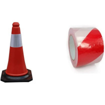 Abbasali 4Pcs Safety Cone 100Cm With Warning Tape 1Pc Red White