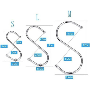 Abbasali Multifunction Stainless Steel S Hook 20 Pack Pot Hanger Round Polished Metal Chef Kitchen Tools L