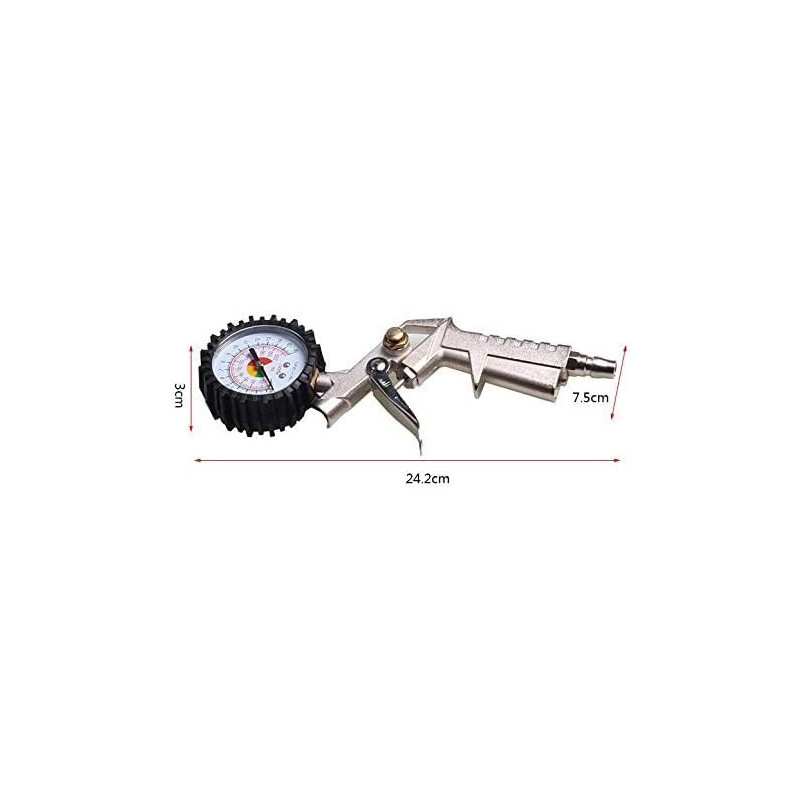 Abbasali Tire Pressure Gauge Gun With Air Duster Gun And 10 Meter Spiral Hose