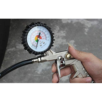 Abbasali Tire Pressure Gauge Gun With Air Duster Gun And 10 Meter Spiral Hose