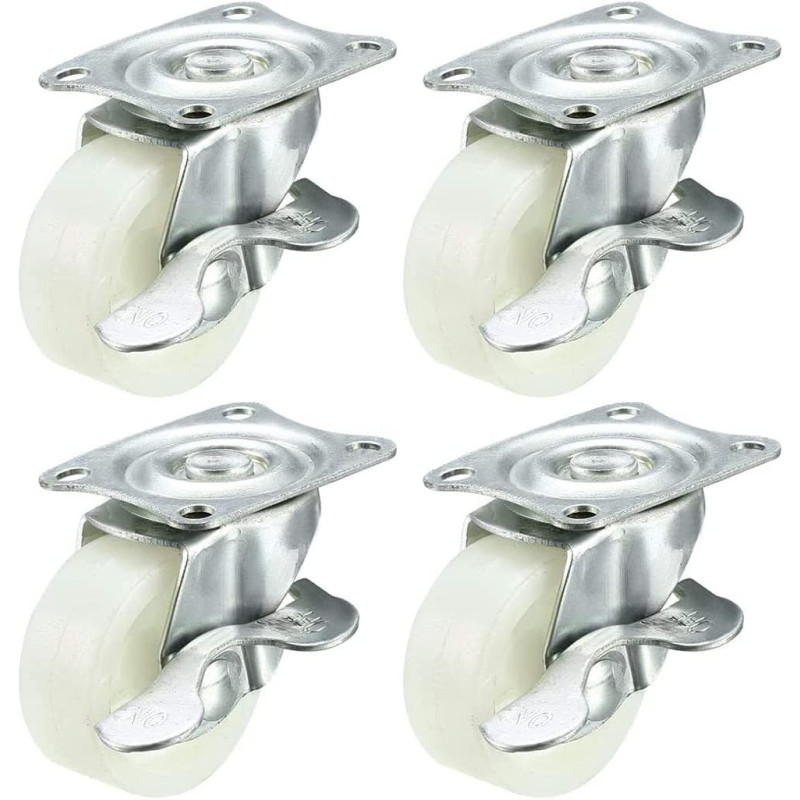 Abbasali Swivel Caster Wheels 1.5 Inch40Mm Wheel Top Plate Caster With Brake 66Lb Total Capacity 4Pcs