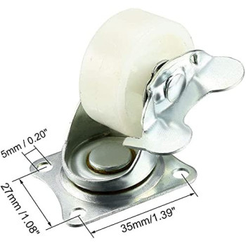 Abbasali Swivel Caster Wheels 1.5 Inch40Mm Wheel Top Plate Caster With Brake 66Lb Total Capacity 4Pcs