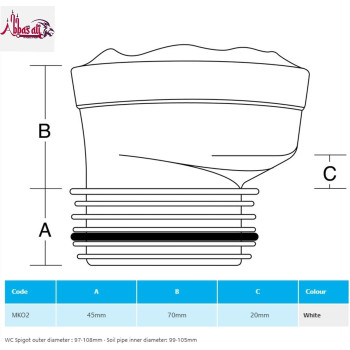 Abbasali High Quality Standard Wc Connector Toilet Pan Connector Offset 18 Mm