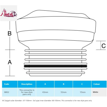 Abbasali High Quality Standard Wc Connector Toilet Pan Connector Straight