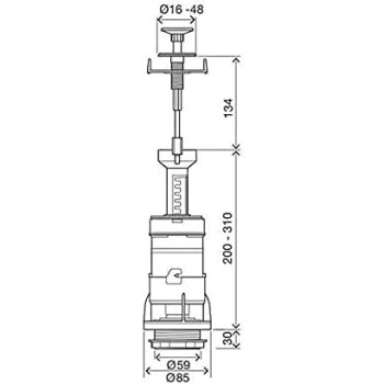 Abbasali Push Eco plus Unibottom Single Flush Mechanism With Bottom Inlet Valve For Bathroom Fittings