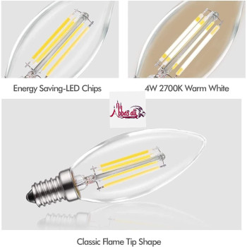 Abbasali E14 Candle Bulb 40 Watt Equivalent Led Warm White 800Lm Flame Led Filament Candle Bulb 4W Pack 10