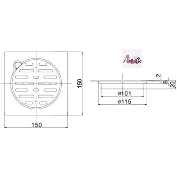 Abbasali Stainless Steel 150 Mm X 150 Mm Bathroom Shower Floor Drain