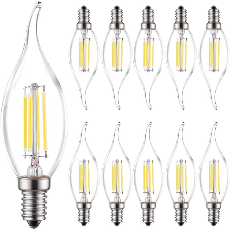 Abbasali E14 Candle Bulb 2700K Soft Warm White Led Candle Bulbs 40W Equivalent Led Chandelier Bulb4W Pack Of 10
