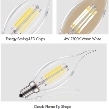 Abbasali E14 Candle Bulb 2700K Soft Warm White Led Candle Bulbs 40W Equivalent Led Chandelier Bulb4W Pack Of 10
