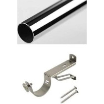 Abbasali Chrome Plated 1 Curtain Rod 1 Mtr With 2 Pcs Heavy Duty Wall Bracket Including Nylon Plugs And Screws