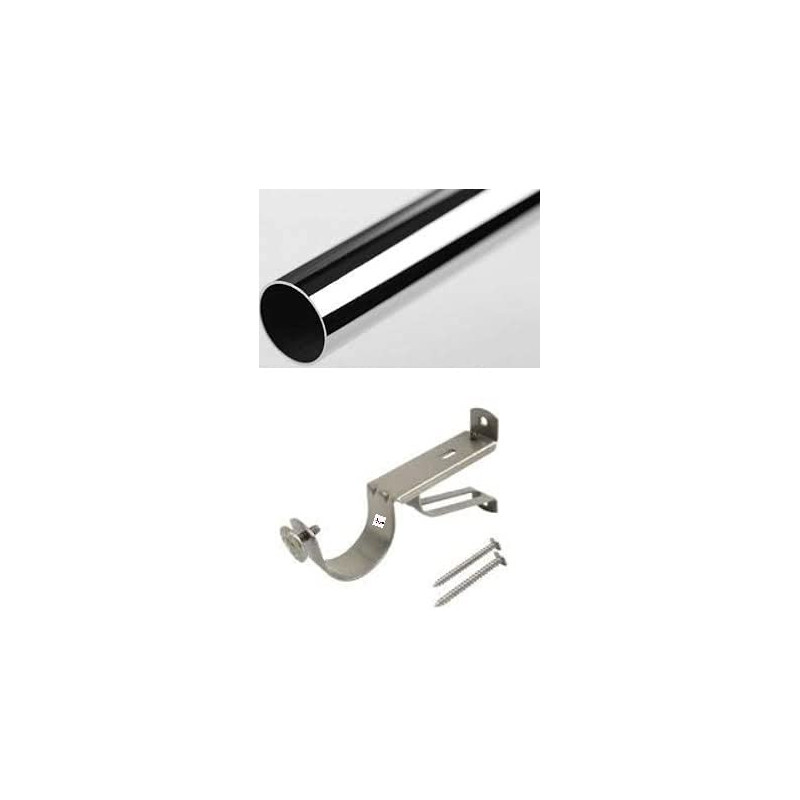 Abbasali Chrome Plated 1 Curtain Rod 1 Mtr With 2 Pcs Heavy Duty Wall Bracket Including Nylon Plugs And Screws