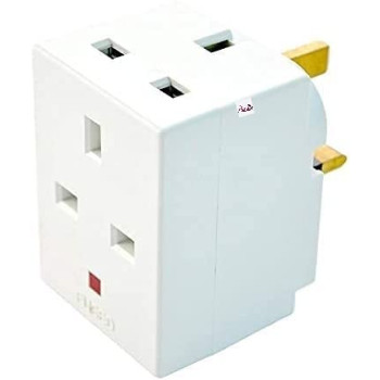 Abbasali 3 Way Socket Multi Plug Fused Adapter Uk Mains 13 Amp 240V Ac 3 Socket 2Pcs Pack